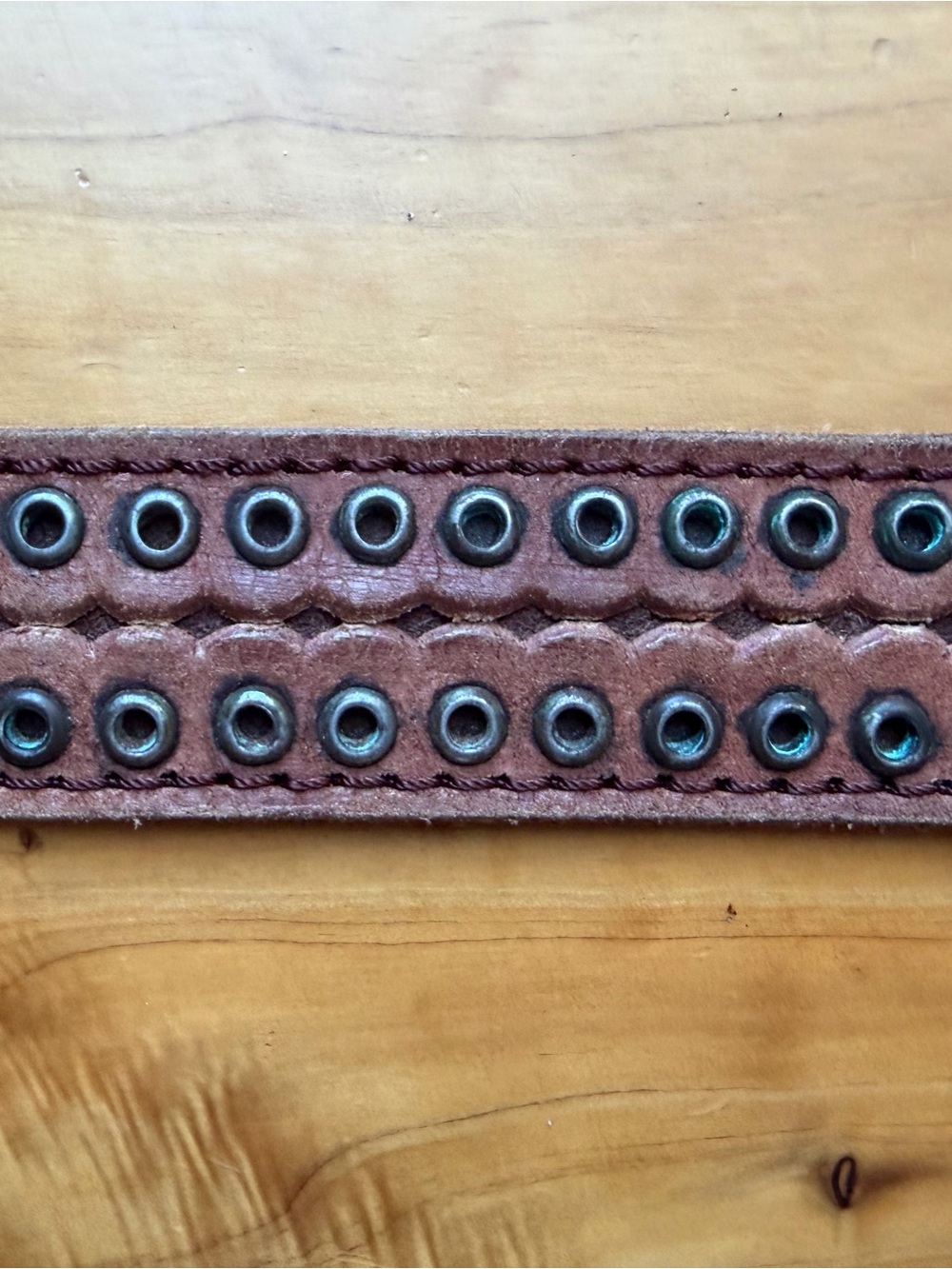 Leather Grommet Waist Belt - Brown - Picture 5 of 9